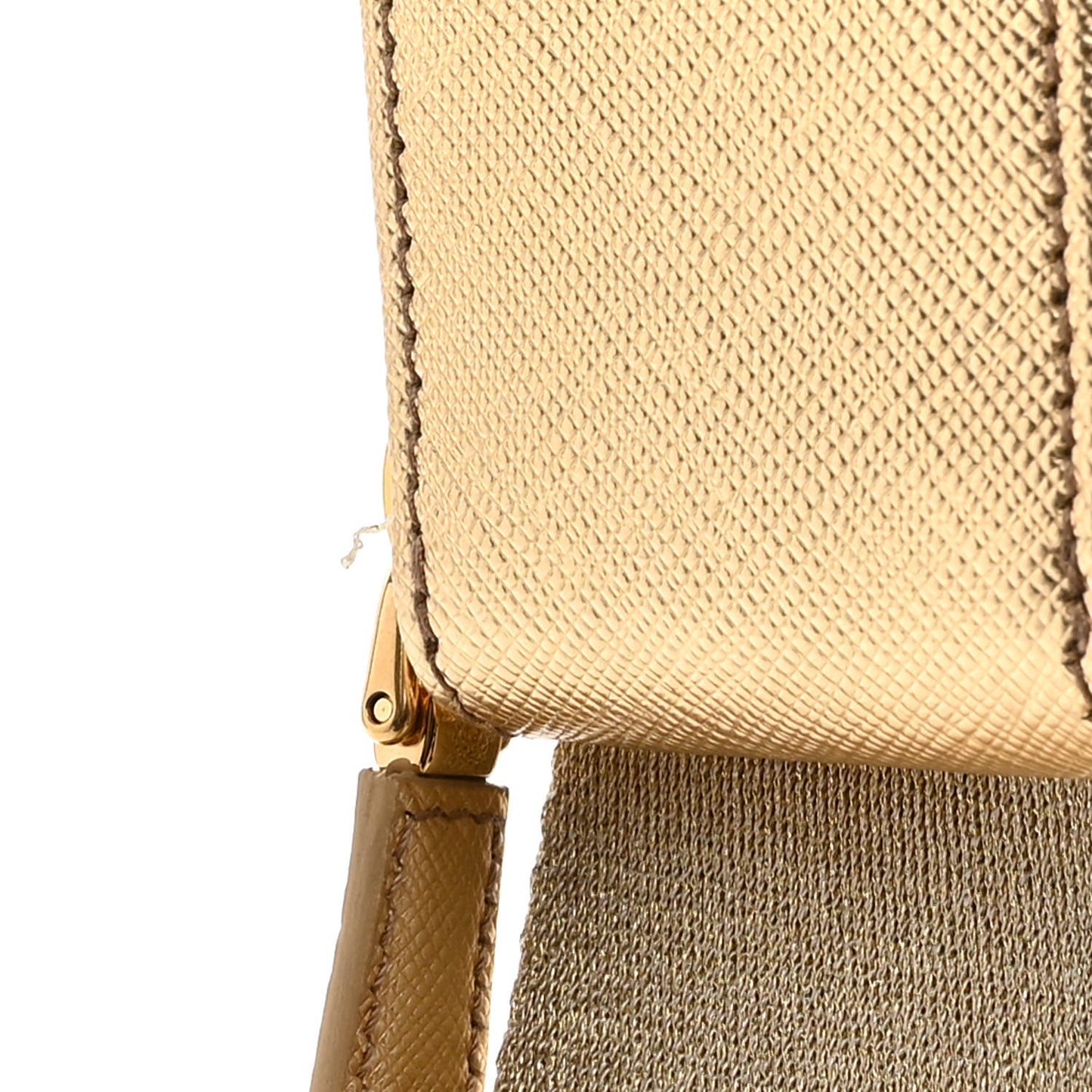 Saffiano Lux Triangle Shoulder Bag Platino