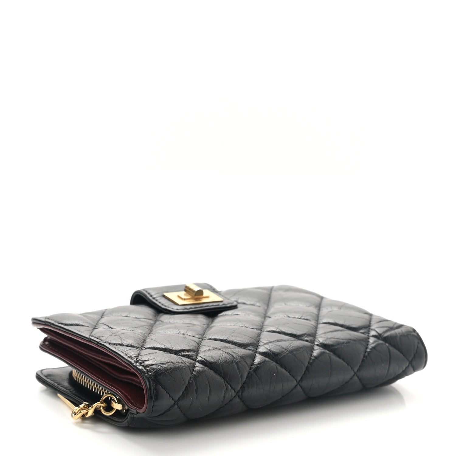 Chanel Aged Calfskin Quilted Reissue Zipped Pocket Wallet Black 4 of 8