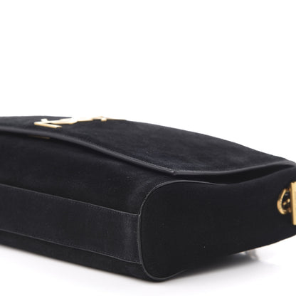 Saint Laurent Smooth Calfskin Suede Medium Reversible Monogram Kate Satchel Black 8 of 11