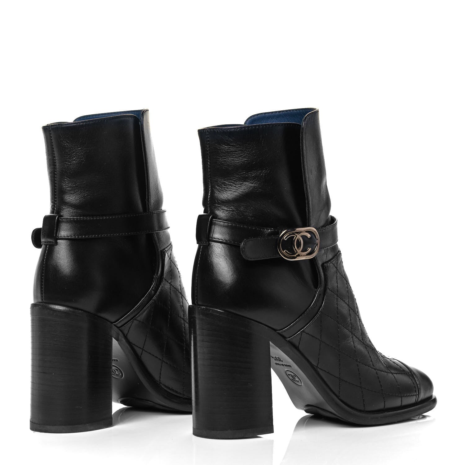 Chanel Calfskin Quilted Cap Toe Boots 35.5 Black Brown 4 of 7