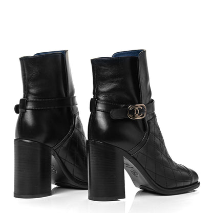 Chanel Calfskin Quilted Cap Toe Boots 35.5 Black Brown 4 of 7