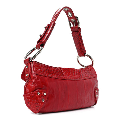 Dolce & Gabbana Snakeskin Eel O-Ring Baguette Shoulder Bag Red 3 of 9