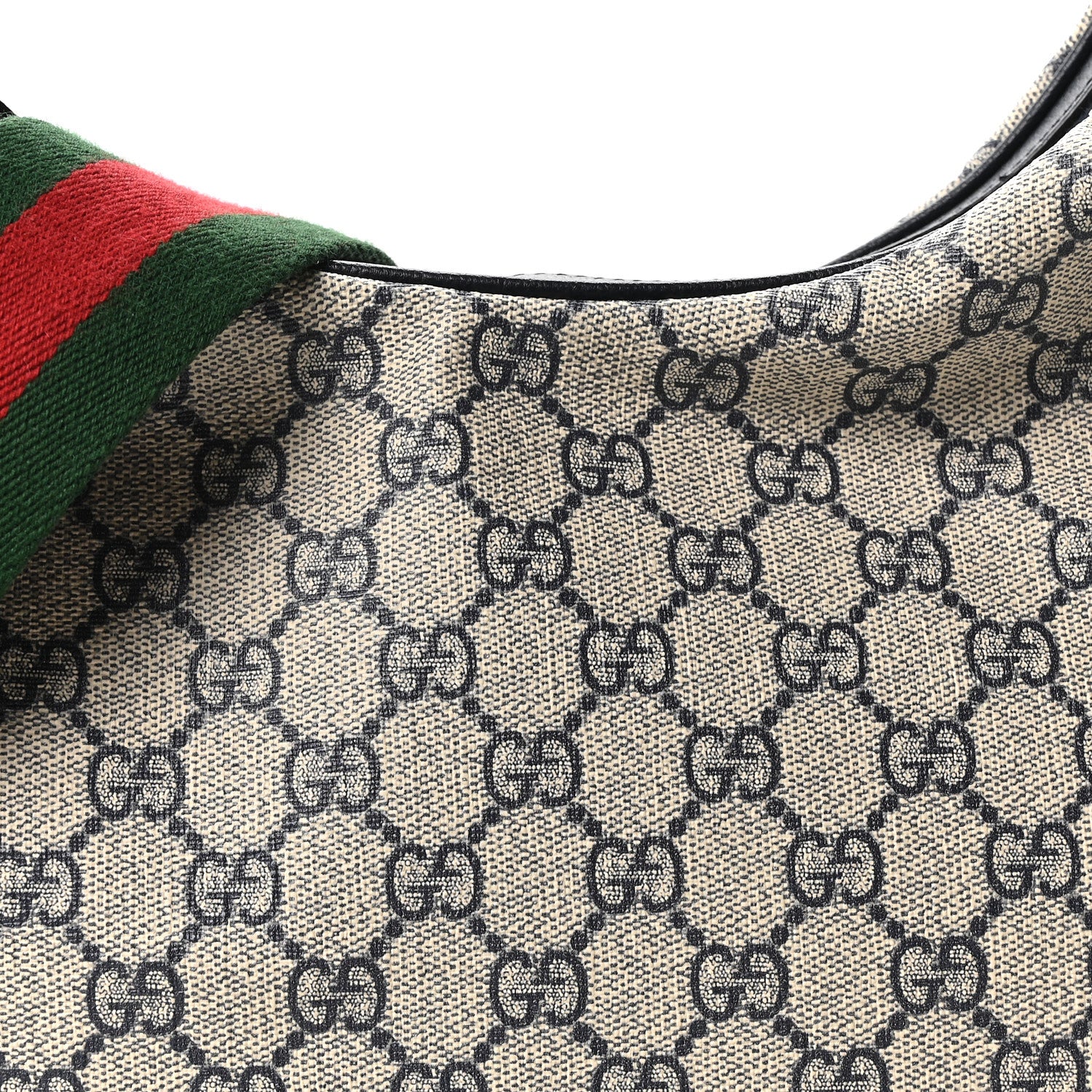 Gucci GG Supreme Monogram Textured Calfskin Web Large Attache Shoulder Bag Beige Blue 8 of 10