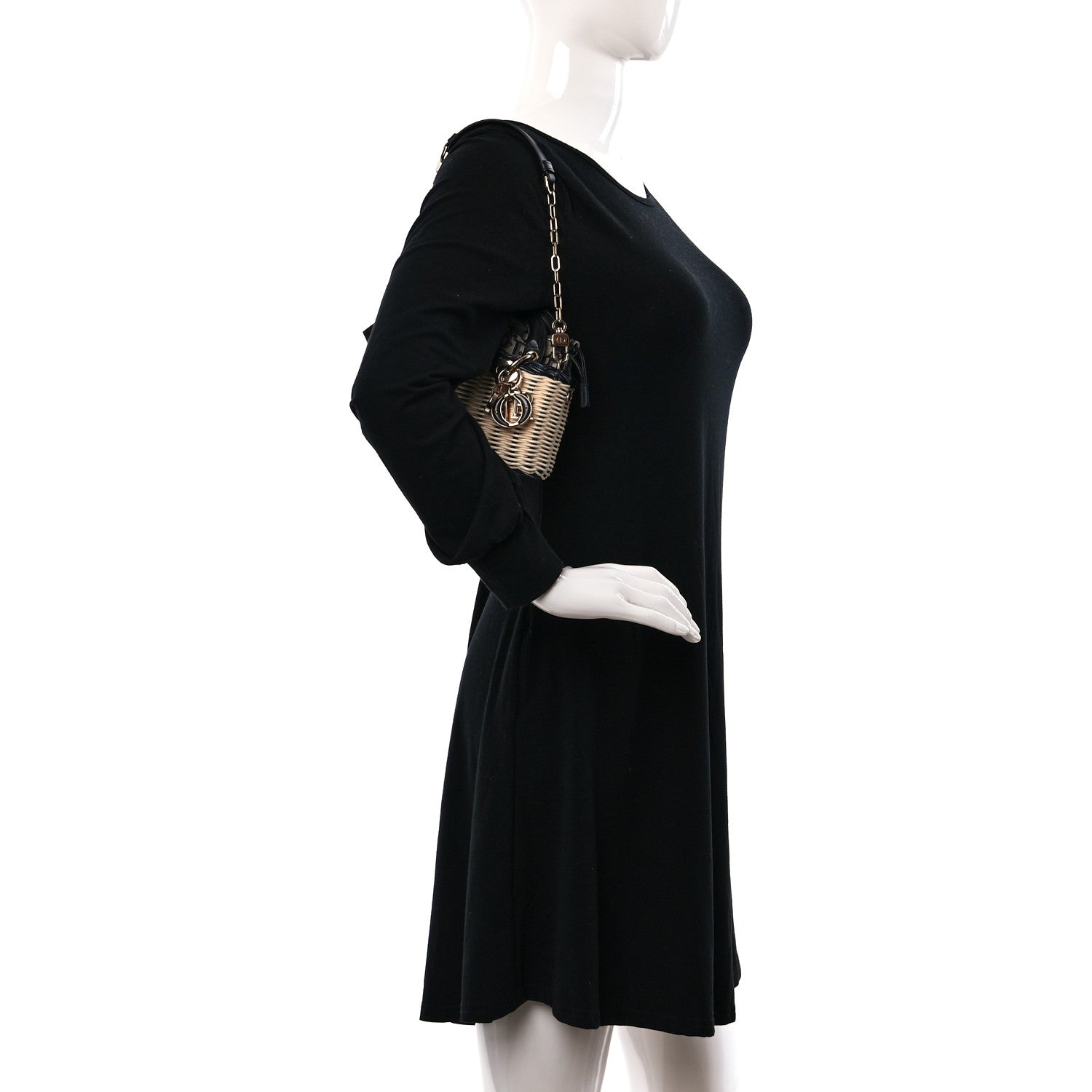 Christian Dior Wicker Oblique Micro Lady D-Joy Bag Natural Black 2 of 9