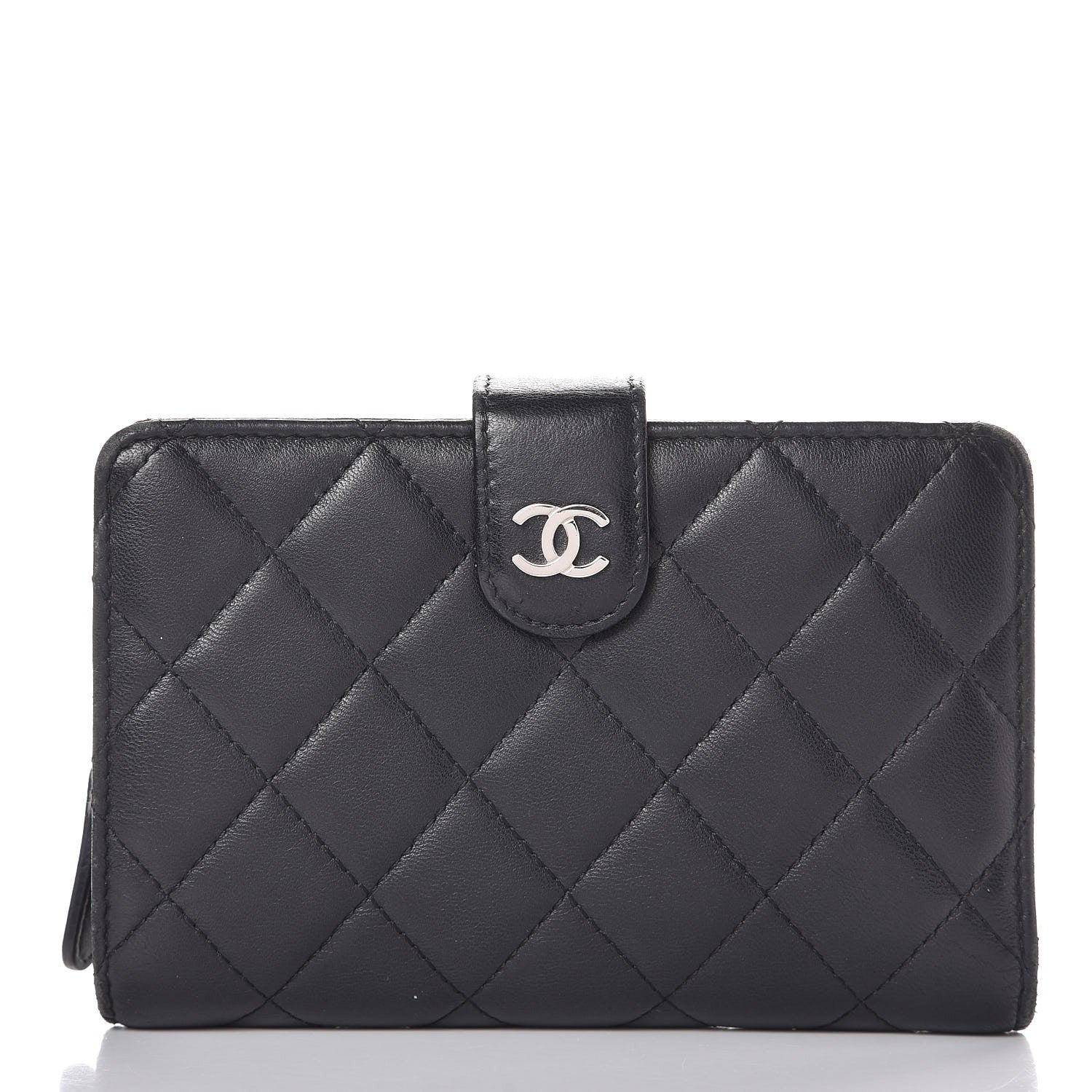 Chanel Lambskin Quilted Zipped Pocket Wallet Black 1 of 8