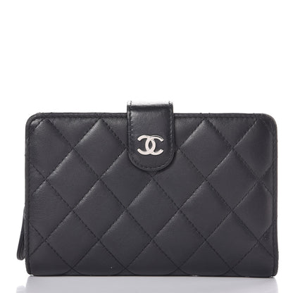 Chanel Lambskin Quilted Zipped Pocket Wallet Black 1 of 8