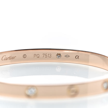 Cartier 18K Pink Gold 4 Diamond LOVE Bracelet 18 6 of 8