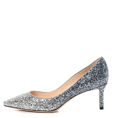 Jimmy Choo Glitter Pointy Toe Romy 60 Pumps 36 Silver Dusk Blue 1 of 9