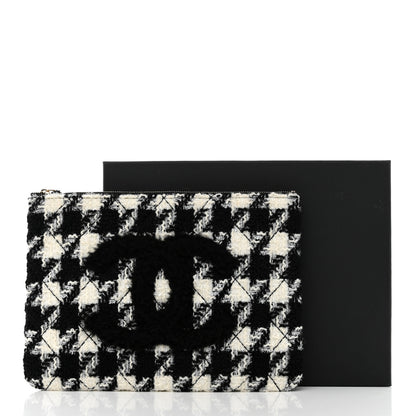 Chanel Tweed Shearling Quilted Chanel Cosmetic Pouch White Black 9 of 9