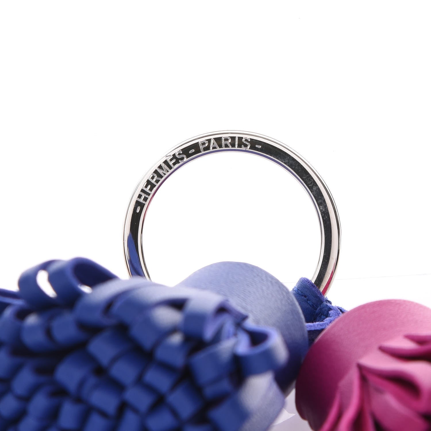 Hermes Lambskin Carmen Uno-Dos Key Holder Bleu Electrique Rose Pourpre 3 of 4