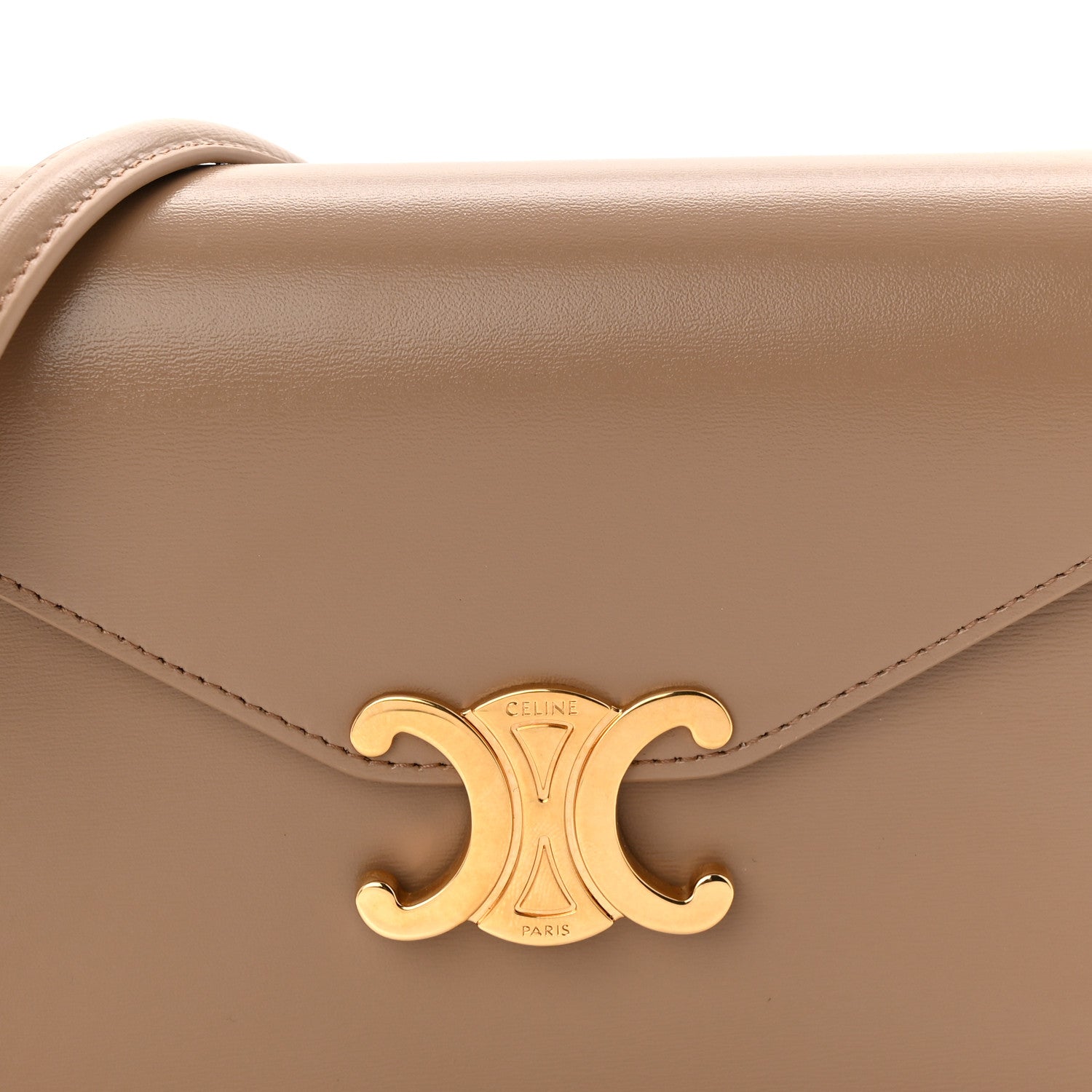 Celine Shiny Calfskin Triomphe Margo Wallet on Chain Smoked Brown 8 of 10