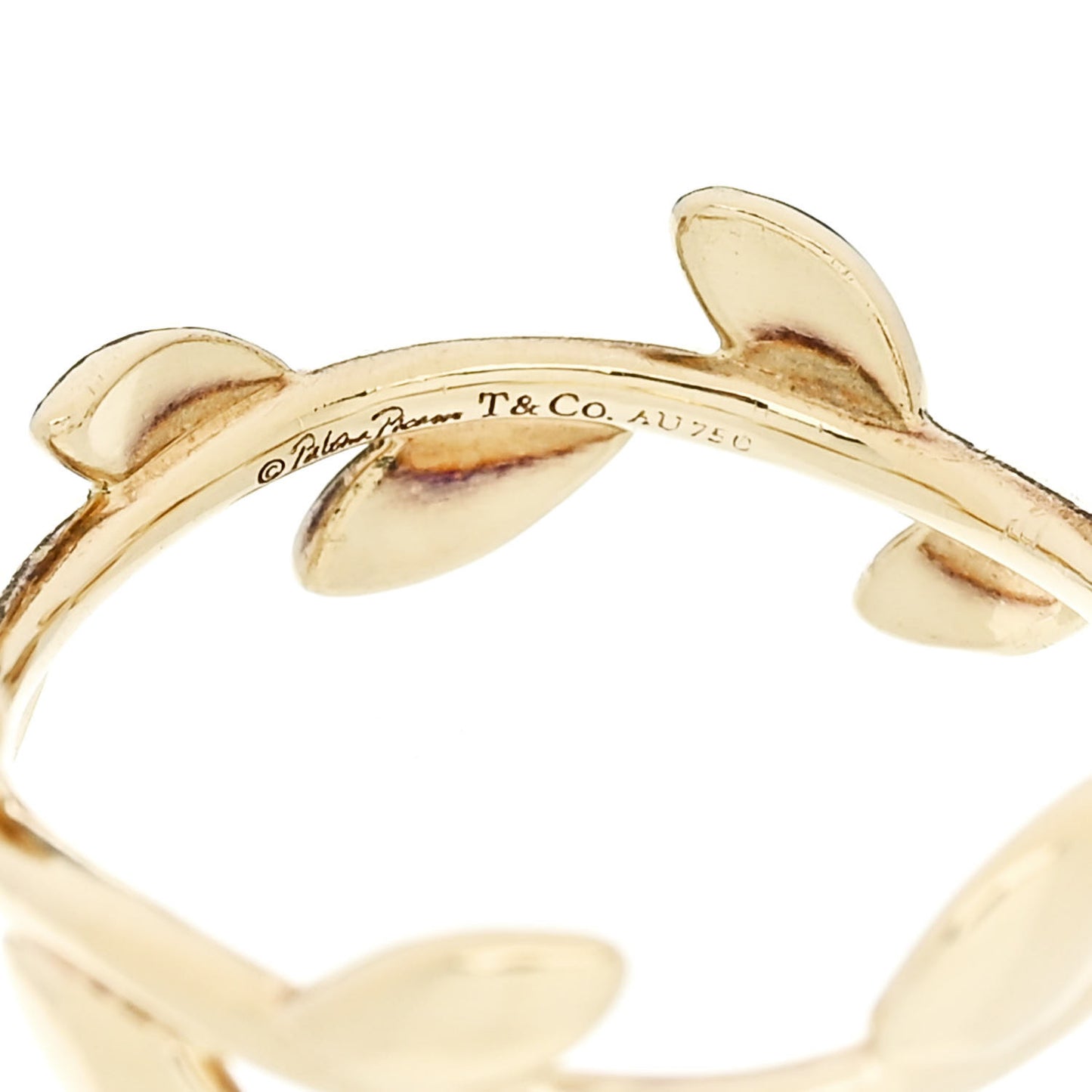 18K Yellow Gold Narrow Paloma Picasso Olive Leaf Band Ring 49 4.75
