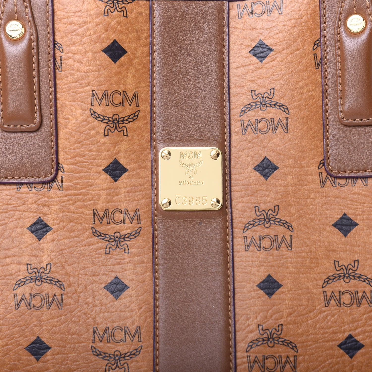 MCM Visetos Medium Liz Reversible Shopper Tote Cognac 8 of 17