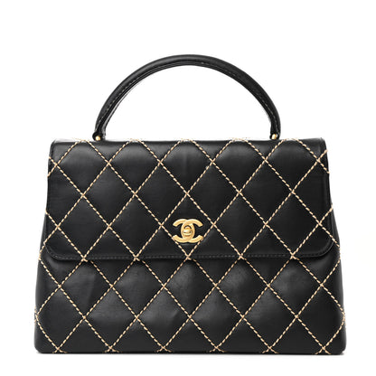 Chanel Calfskin Wild Stitch Surpique Jumbo Kelly Flap Bag Black 1 of 14