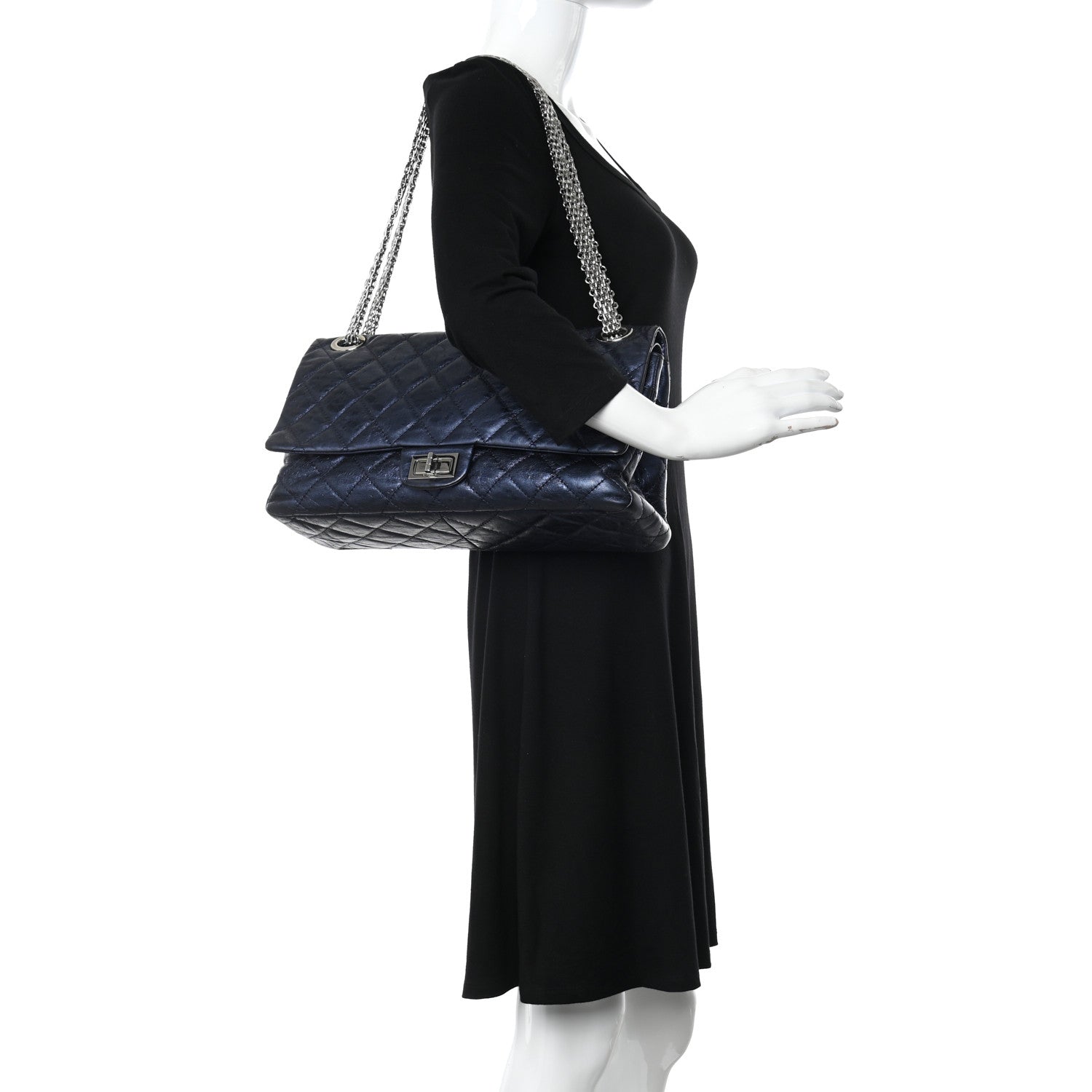 Chanel Metallic Aged Calfskin Quilted 2.55 Reissue 228 Flap Blue 2 of 11