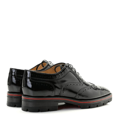 Christian Louboutin Patent Calfskin Laurlaf Brogue Derby Shoes 40.5 Black 4 of 9