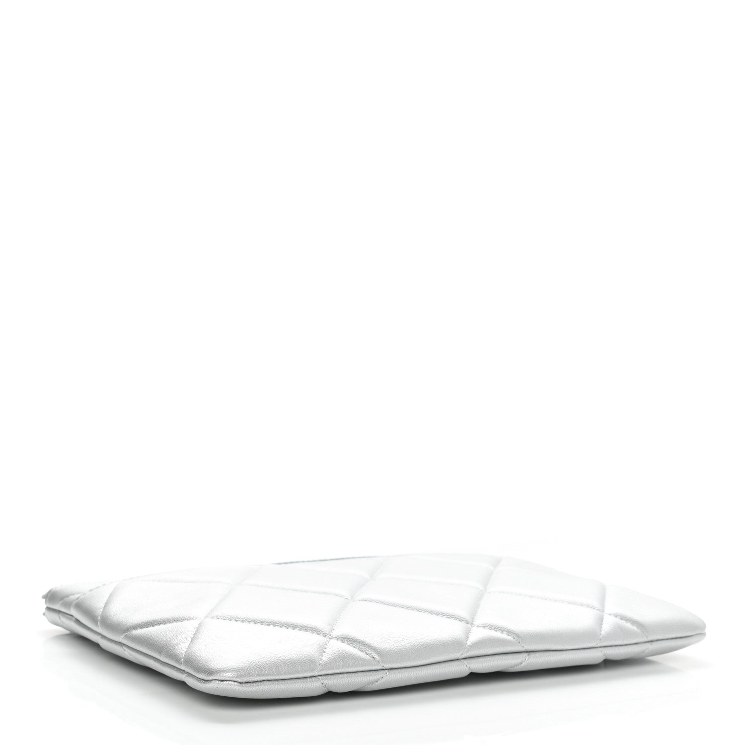 Chanel Metallic Lambskin Quilted Chanel 19 Pouch Silver 4 of 8