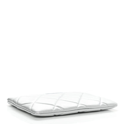 Chanel Metallic Lambskin Quilted Chanel 19 Pouch Silver 4 of 8