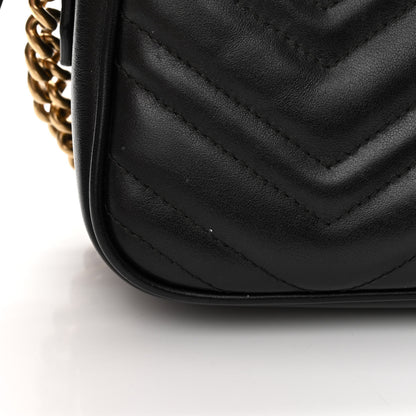 Gucci Calfskin Matelasse Small GG Marmont Chain Shoulder Bag Black 16 of 17