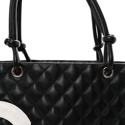 Chanel Calfskin Quilted Large Cambon Tote Black White 8 of 10