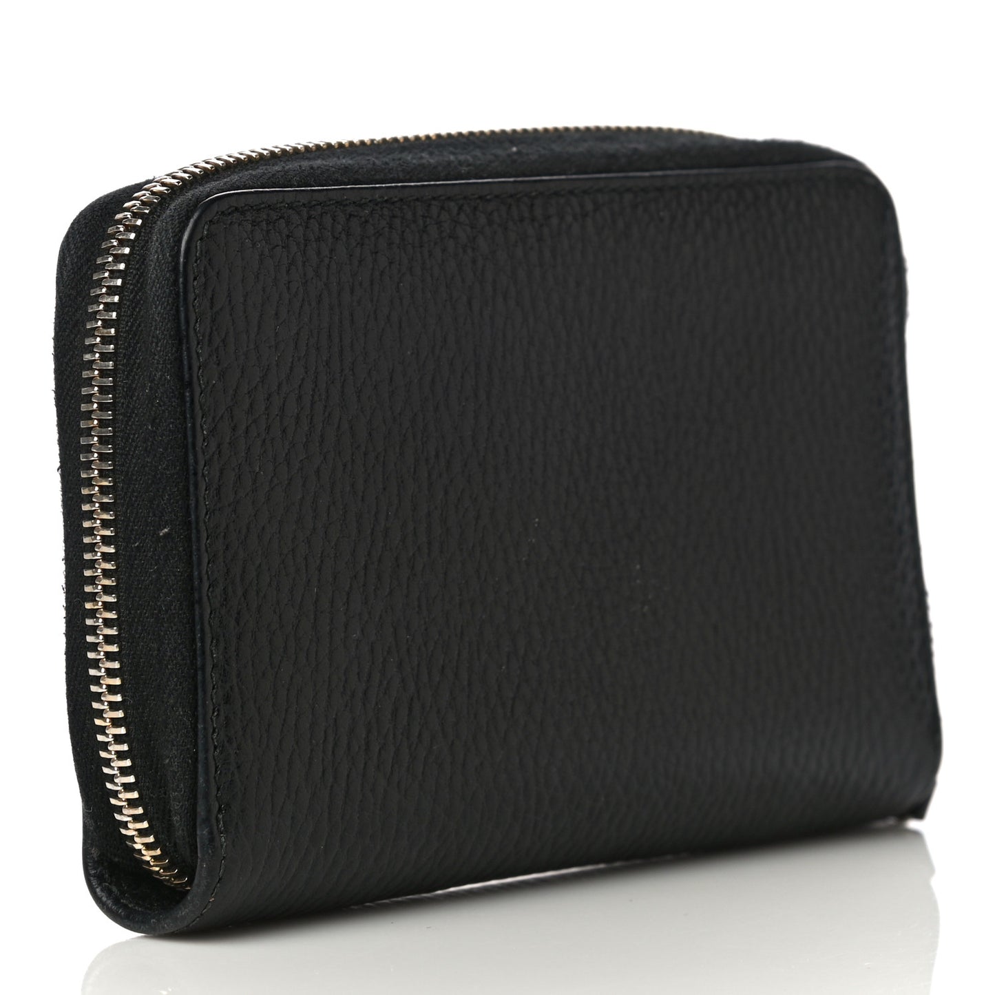 Pebbled Calfskin Zip Around Wallet Black
