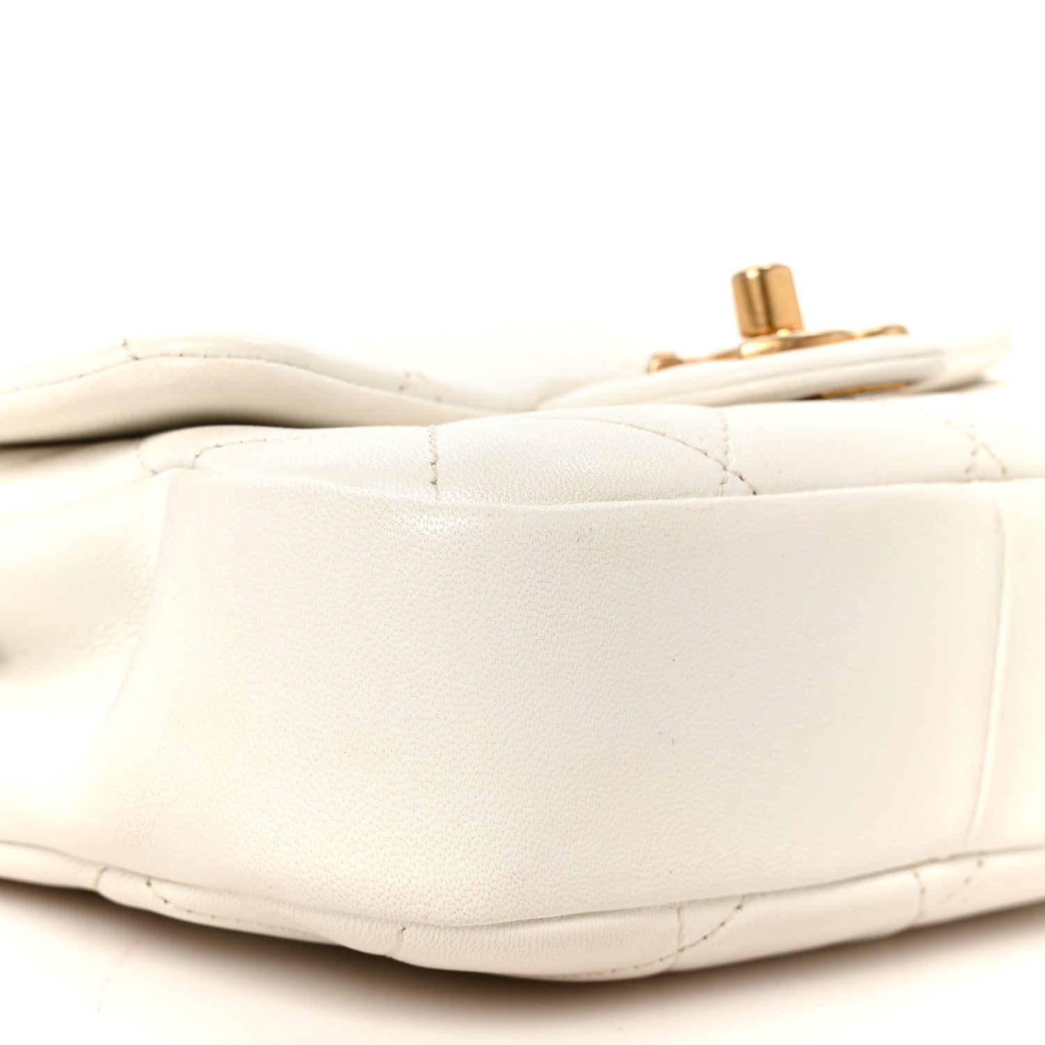 Chanel Lambskin Quilted Small Circular Handle Bag White 20 of 21