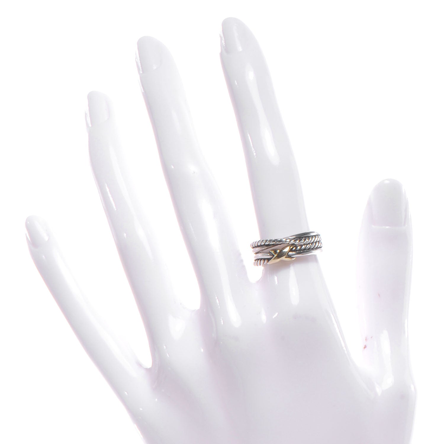 David Yurman Sterling Silver 18k Gold X Crossover Ring 6.5 2 of 4