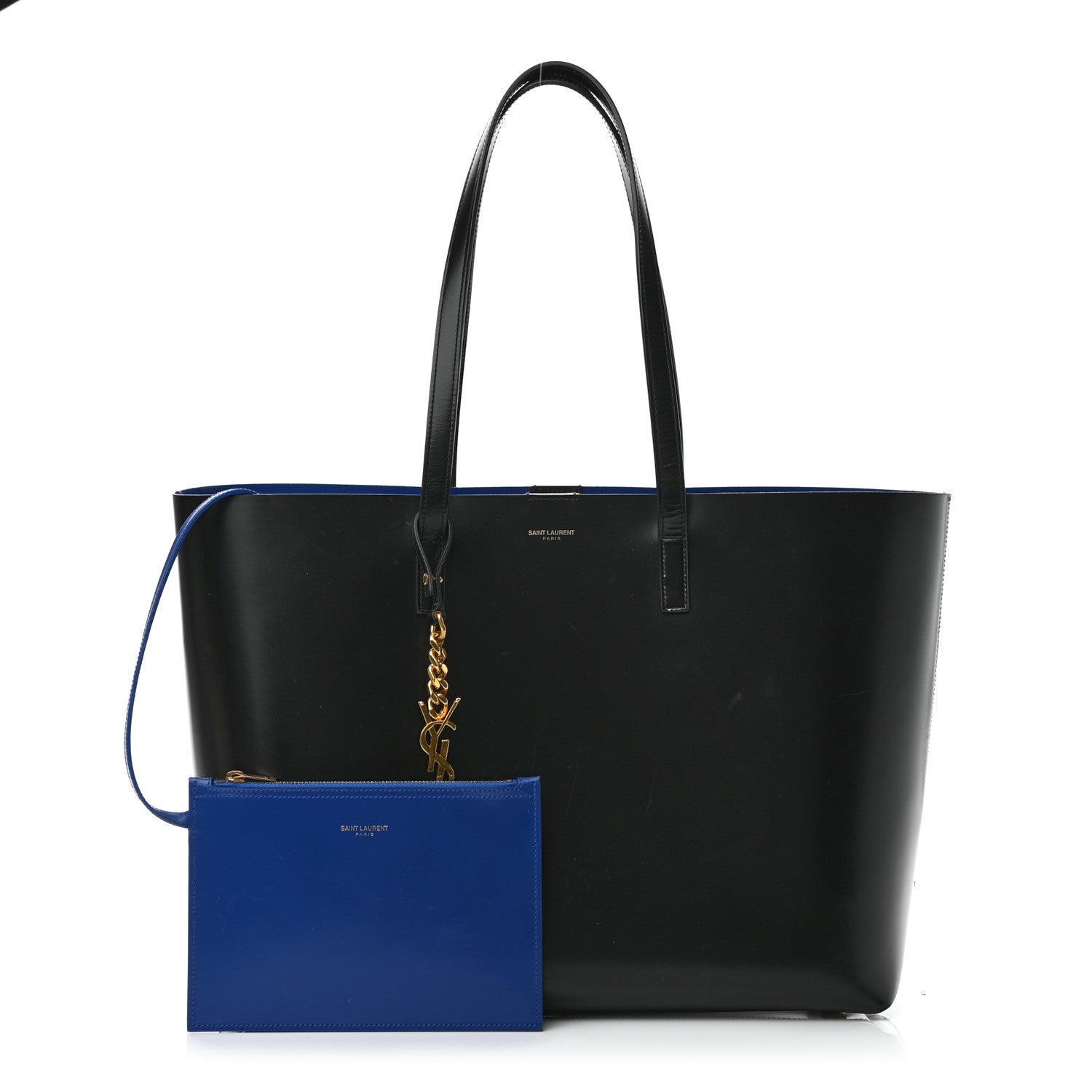 Saint Laurent Calfskin Classic Monogram Double Face Tote Black Blue Majorelle 1 of 11