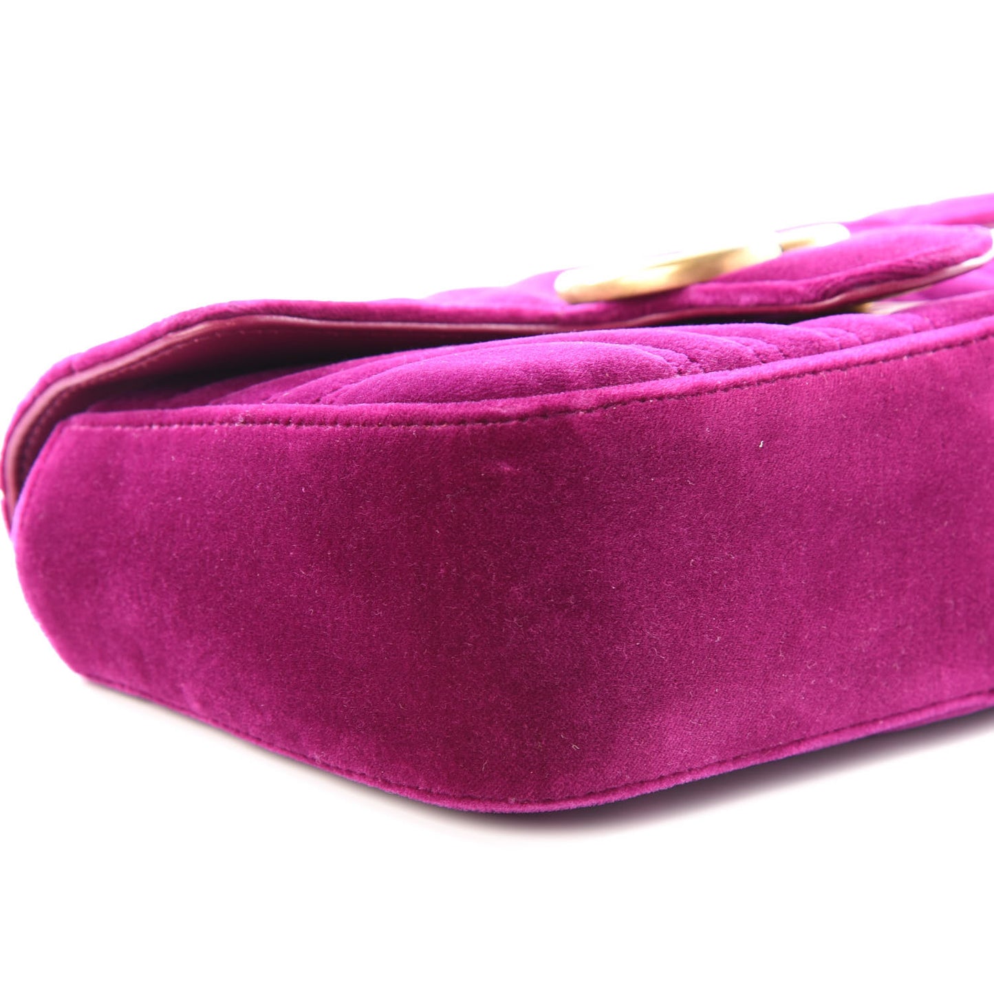 Velvet Matelasse Mini GG Marmont Shoulder Bag Fuchsia Violet Cyclamen