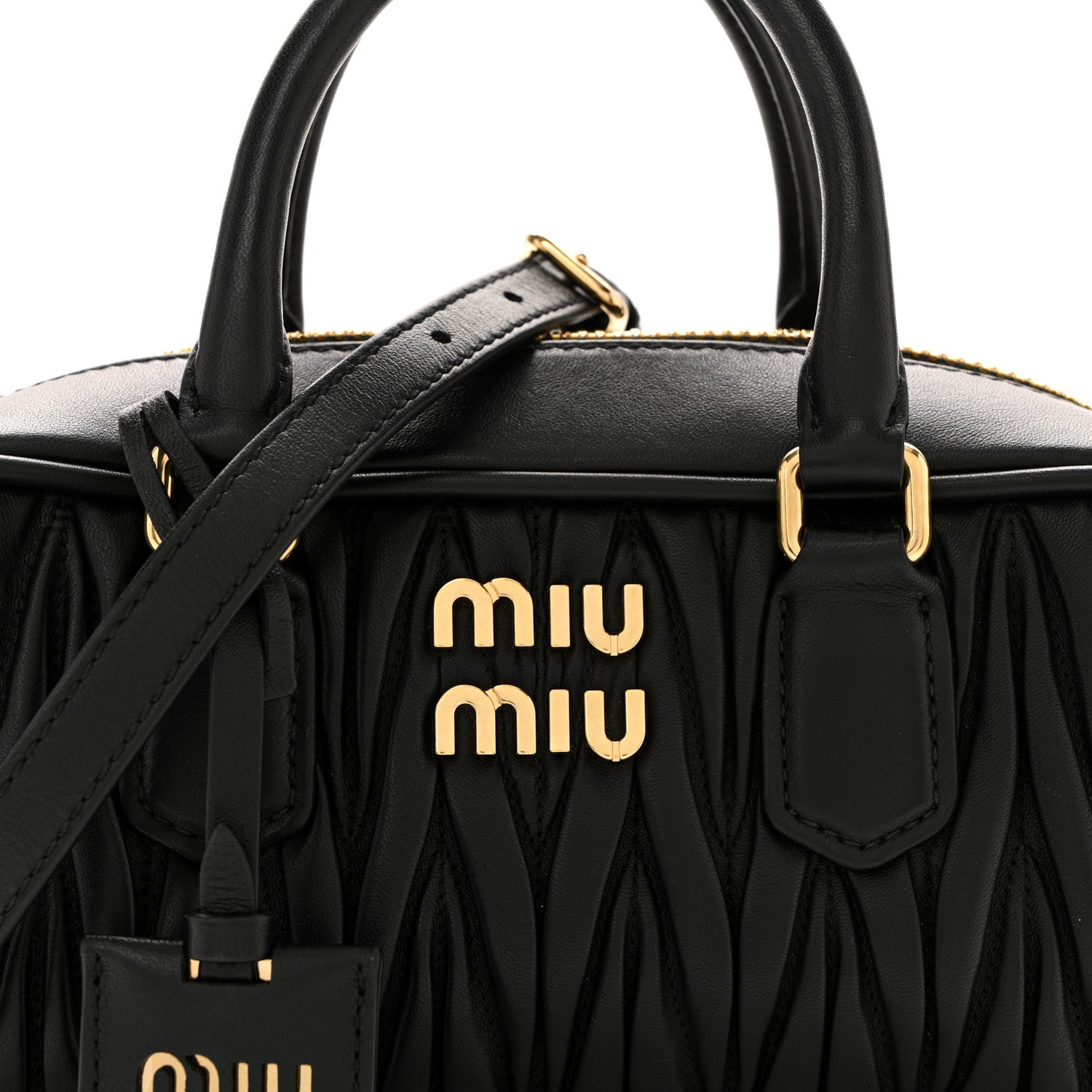 Miu Miu Nappa Matelasse Regular Arcadie Top Handle Bag Black 13 of 17