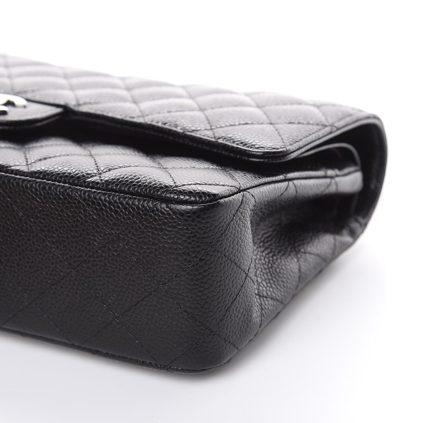 Caviar Quilted Medium Double Flap Black