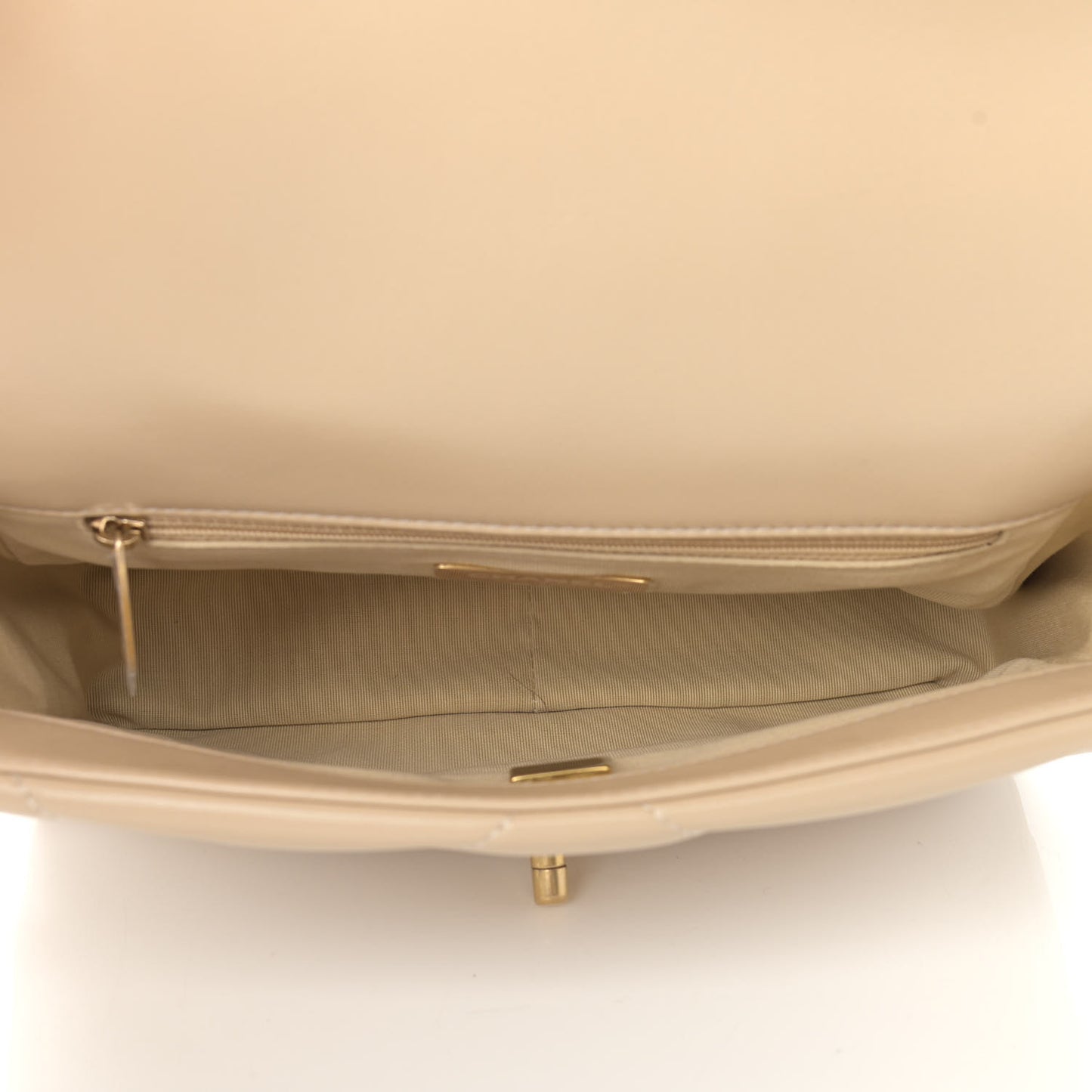 Lambskin Quilted Medium Chanel 19 Flap Light Beige