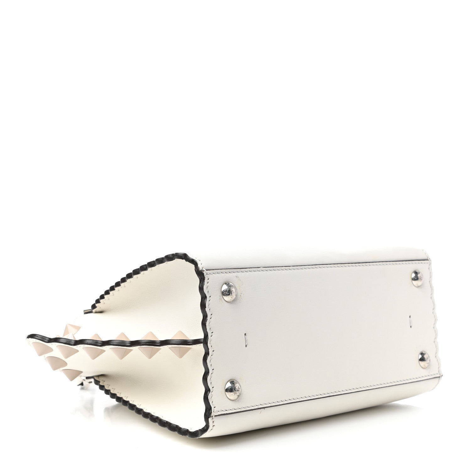 Fendi Vitello Dolce Scalloped Studded Mini 3Jours Tote White Ice Nuvola 4 of 11