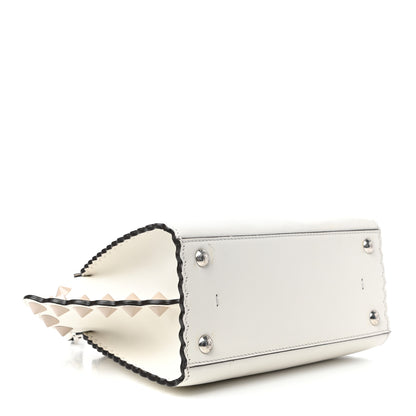 Fendi Vitello Dolce Scalloped Studded Mini 3Jours Tote White Ice Nuvola 4 of 11