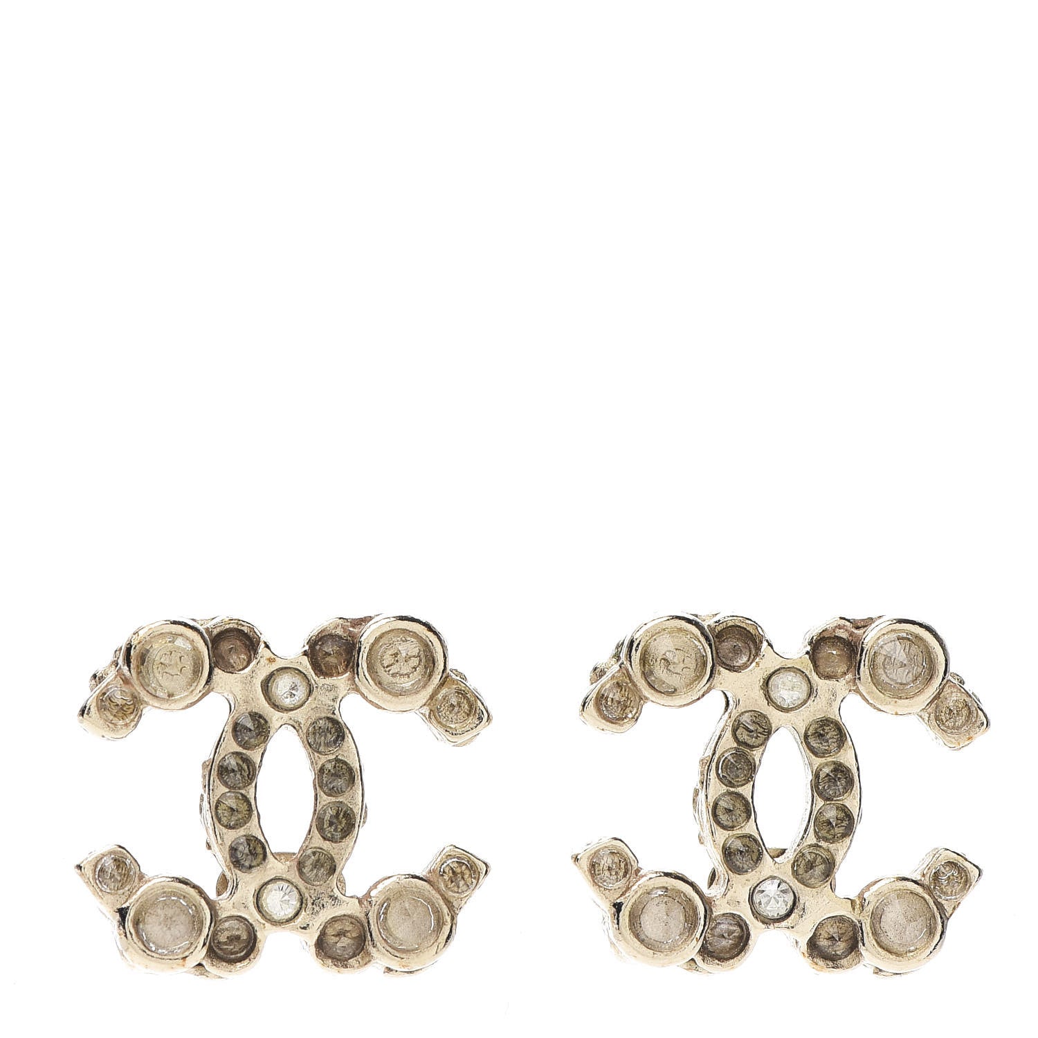 Chanel Crystal CC Earrings Light Gold 1 of 4