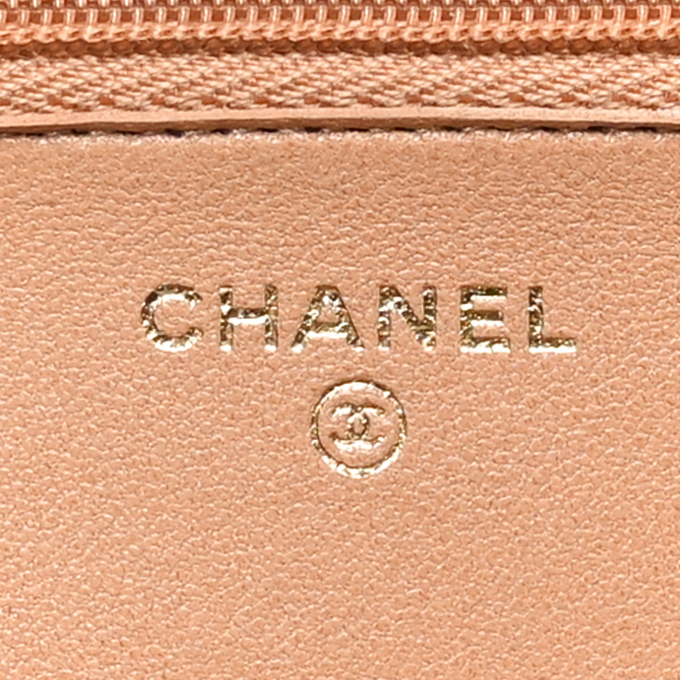 Lambskin Quilted Hold The Line Wallet On Chain WOC Dark Beige