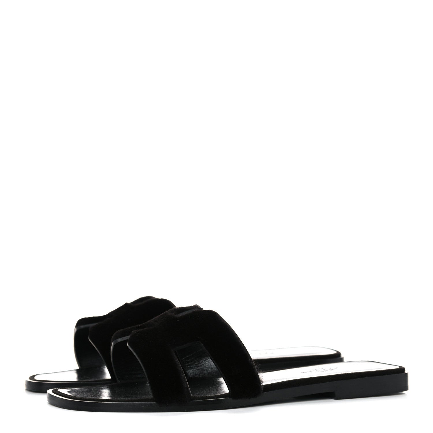 Hermes Mink Fur Oran Sandals 37 Black 3 of 11