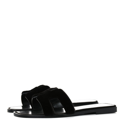 Hermes Mink Fur Oran Sandals 37 Black 3 of 11