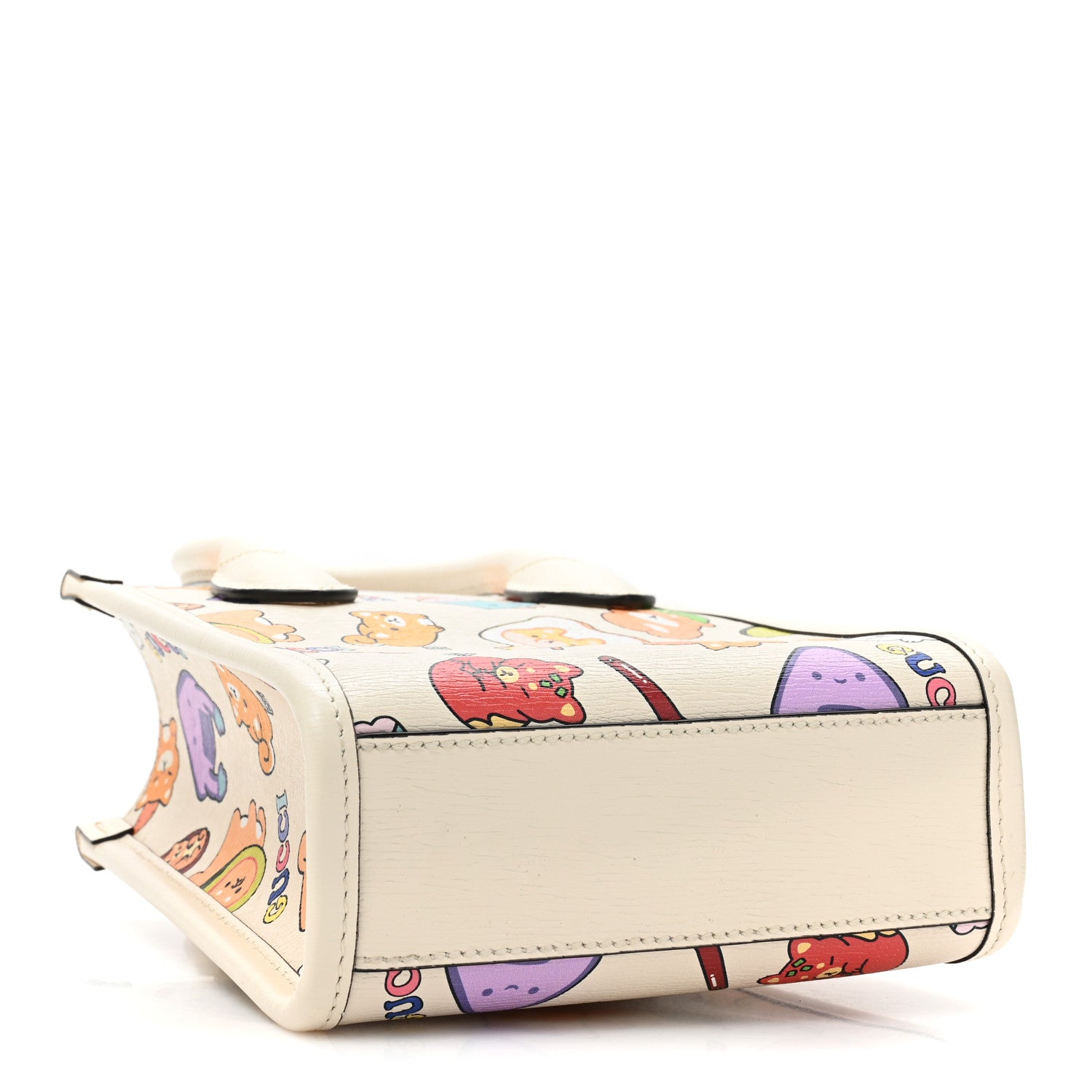 Gucci X PIKARAR Textured Dollar Calfskin Animal Print Mini Vertical Tote Bag Beige Mystic White Multicolor 4 of 9