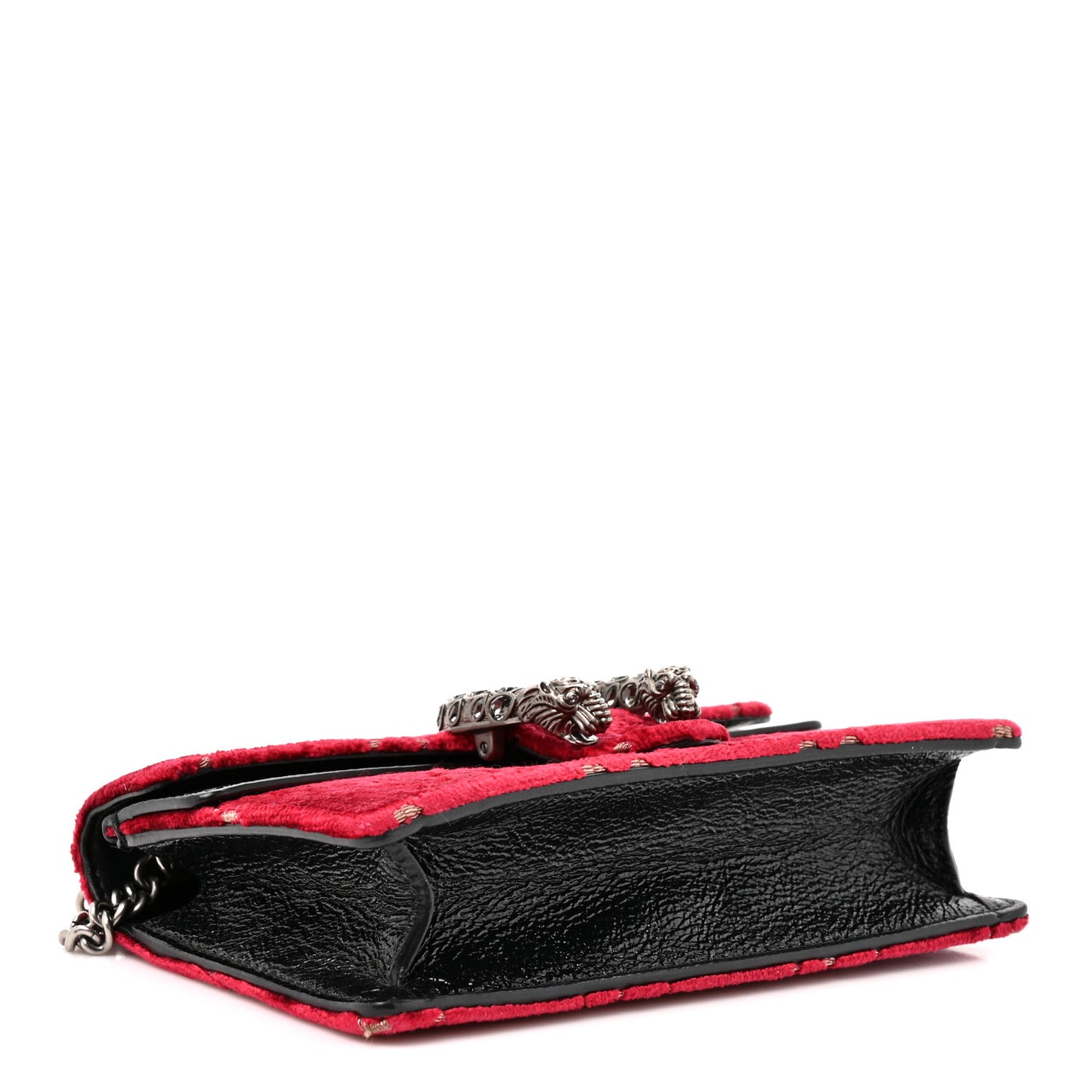 Velvet GG Monogram Super Mini Dionysus Shoulder Bag Red Cipria Black