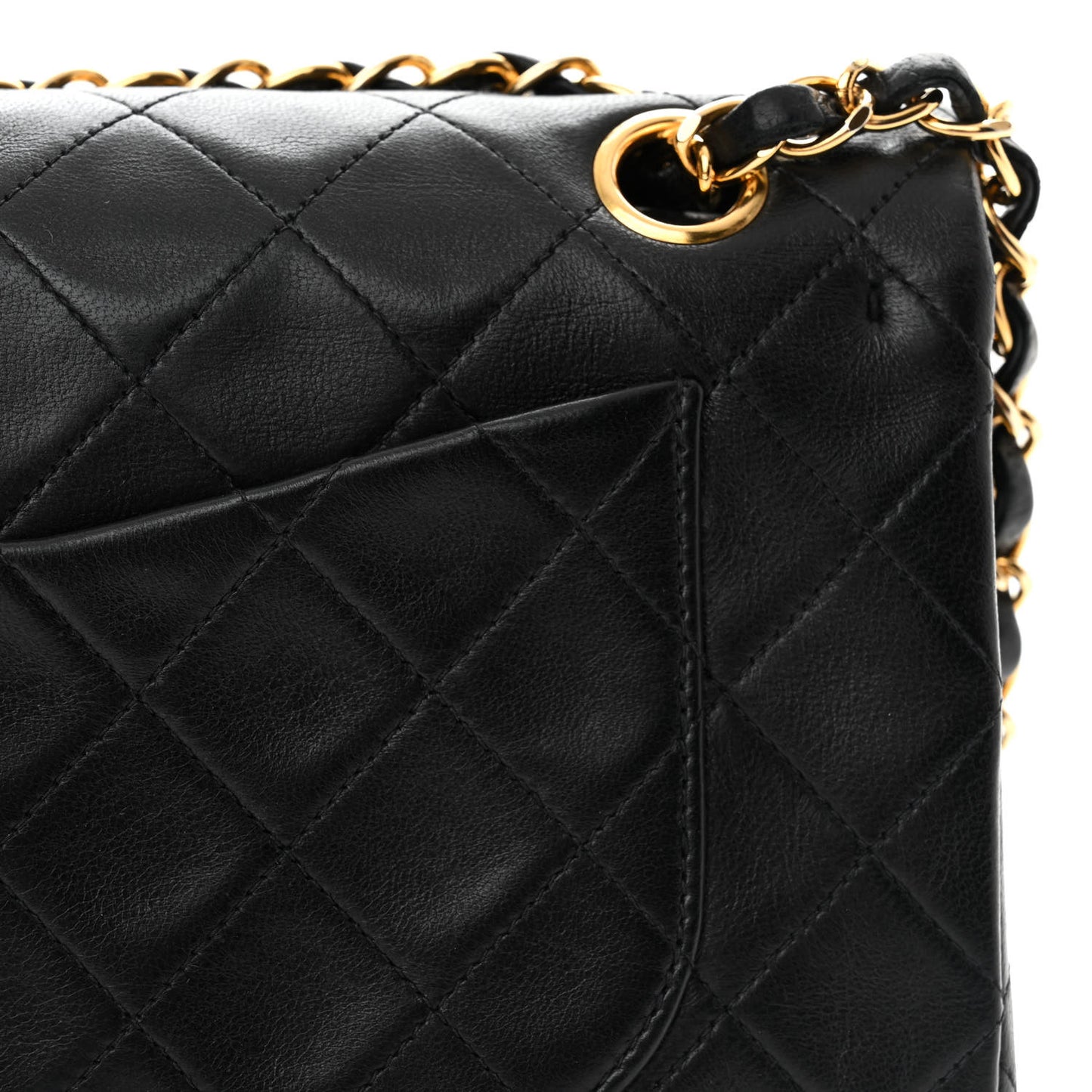 Lambskin Quilted Small Double Flap Black