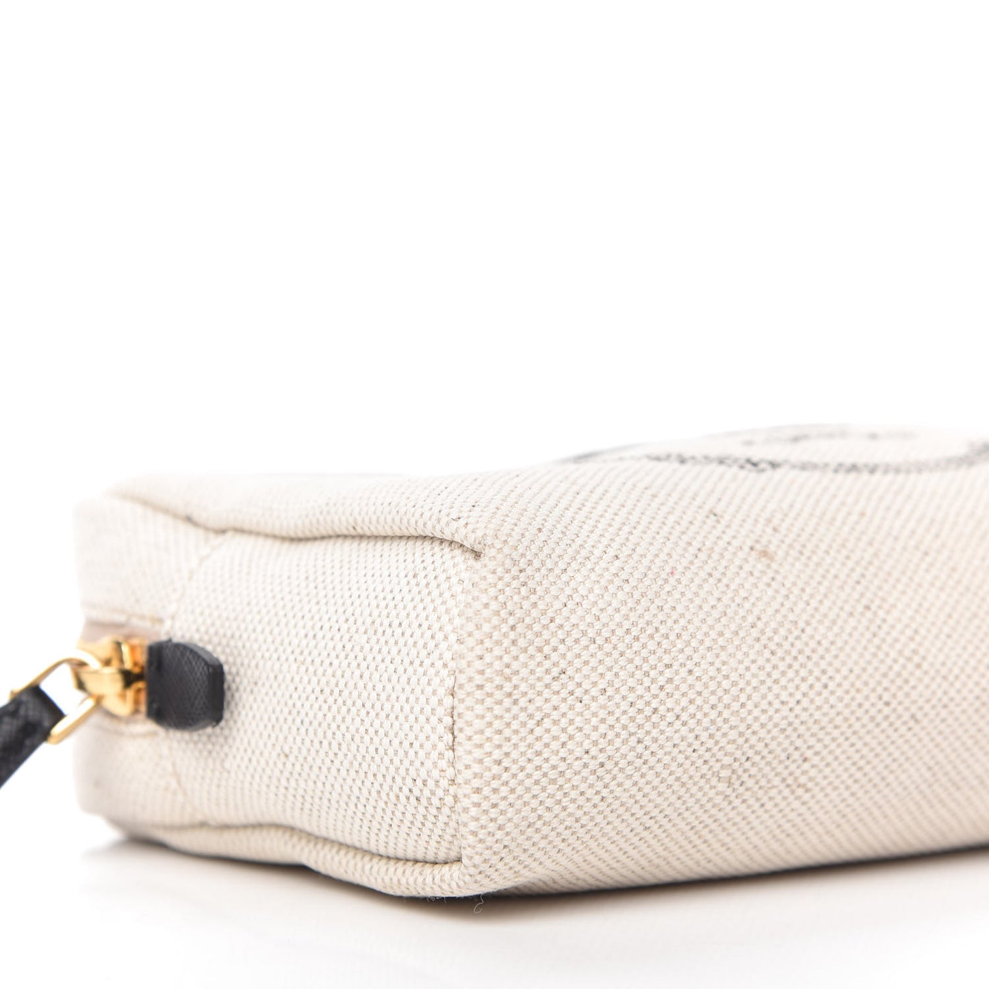 Canvas Saffiano Necessaire Wristlet Pouch Naturale Black