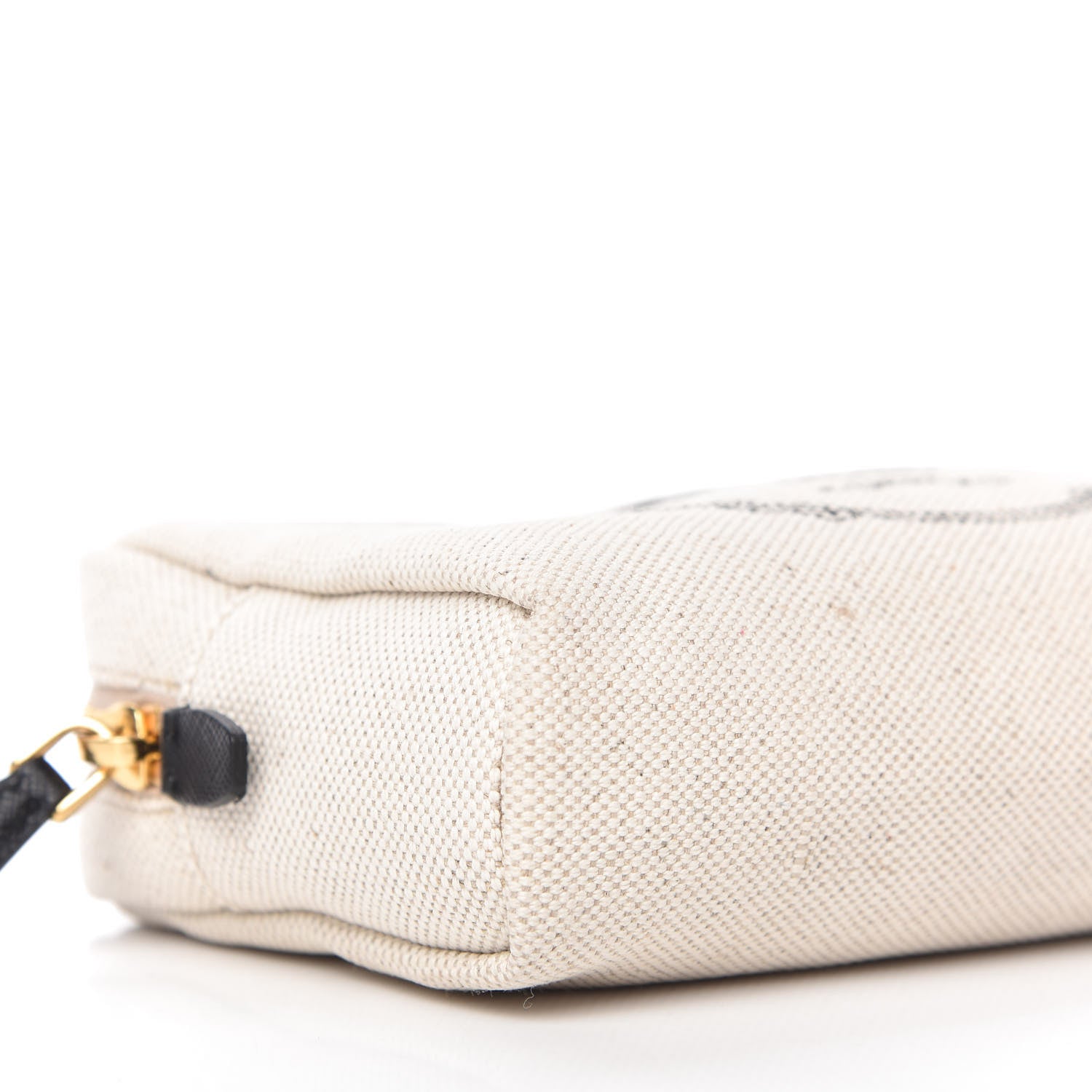 Prada Canvas Saffiano Necessaire Wristlet Pouch Naturale Black 6 of 10