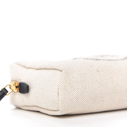 Prada Canvas Saffiano Necessaire Wristlet Pouch Naturale Black 6 of 10