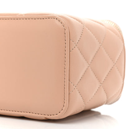 Chanel Lambskin Quilted Small Top Handle Vanity Case With Chain Beige 8 of 13