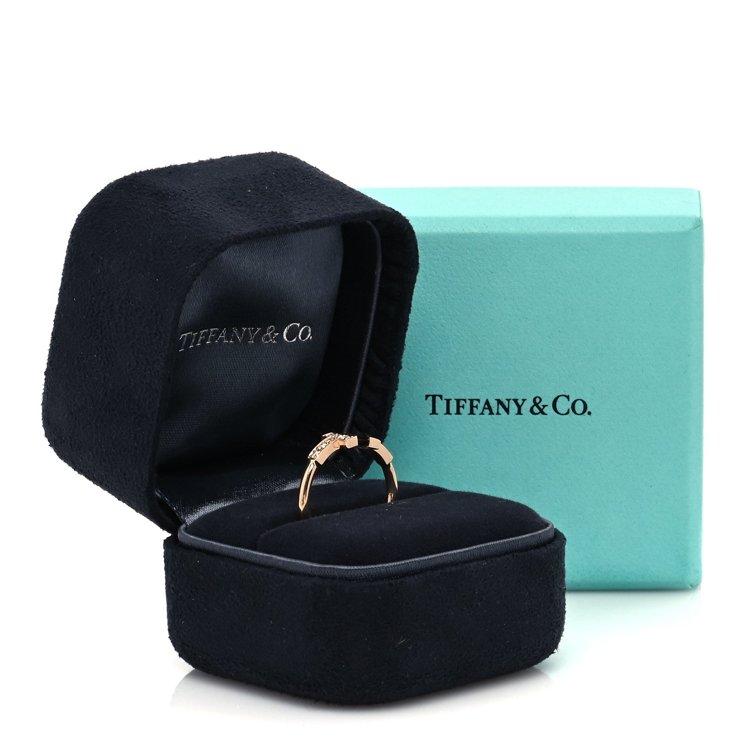Tiffany 18K Rose Gold Diamond T Wire Ring 49 5 5 of 5
