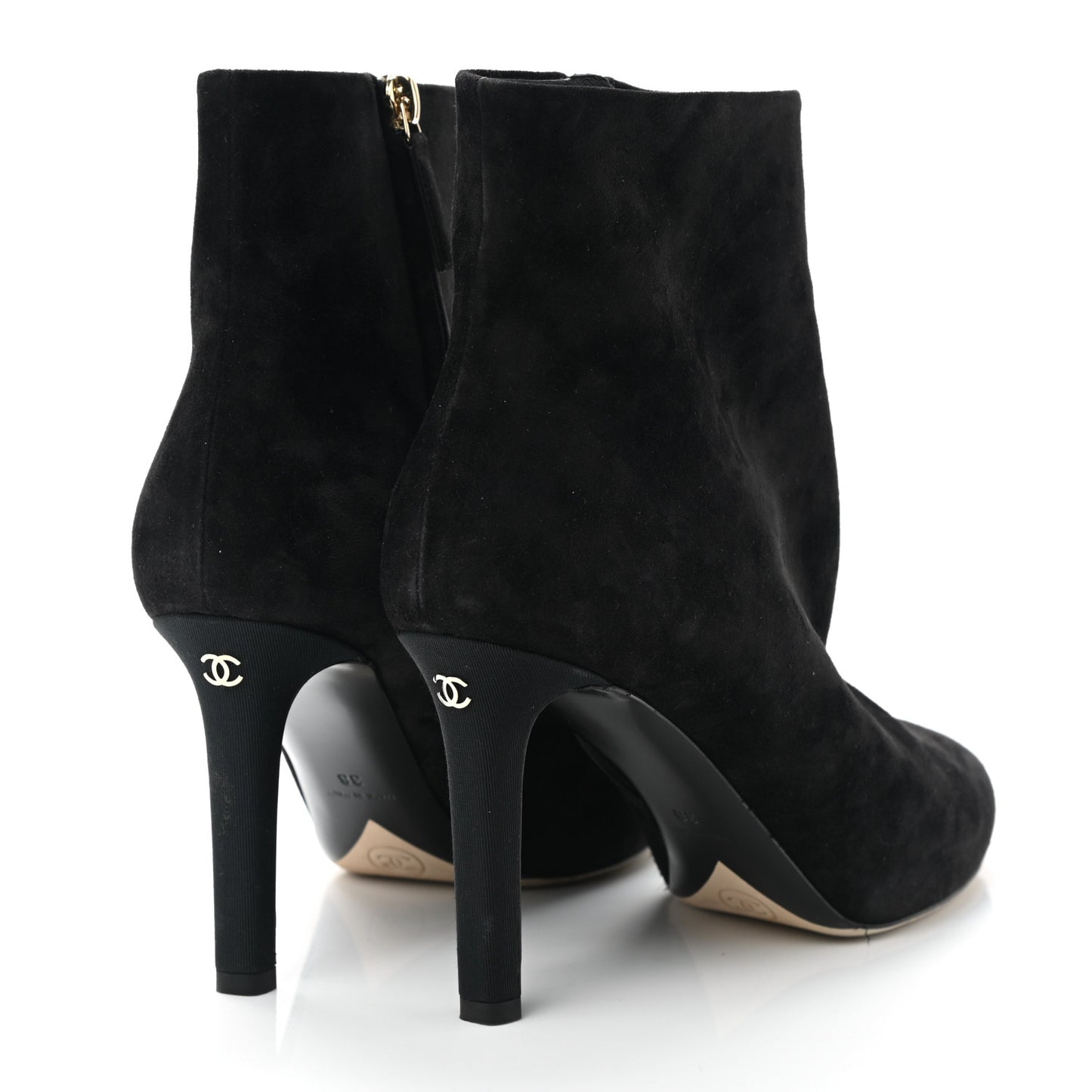 Suede Grosgrain CC Short Boots 38 Black