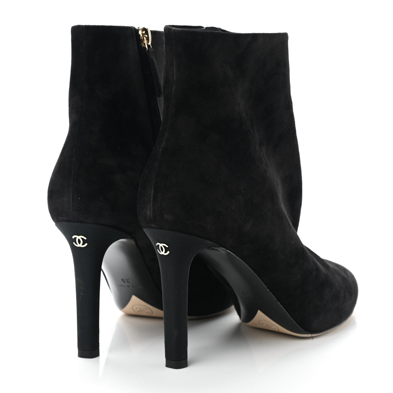 Chanel Suede Grosgrain CC Short Boots 38 Black 4 of 10