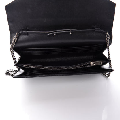 Saint Laurent Sheepskin Tri-Quilt Monogram Envelope Chain Wallet Black 5 of 11