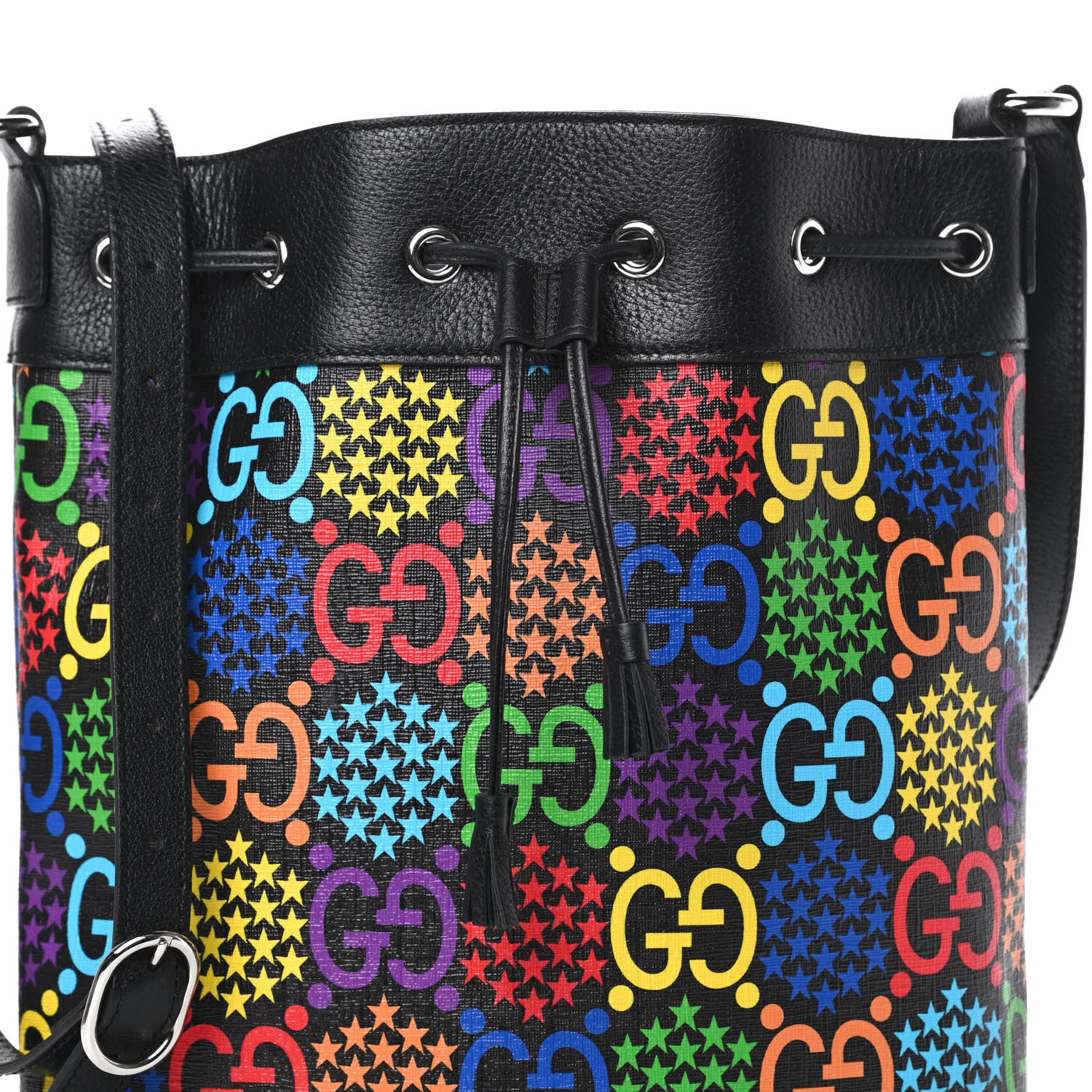 Gucci GG Supreme Monogram Psychedelic Bucket Bag Black 8 of 10